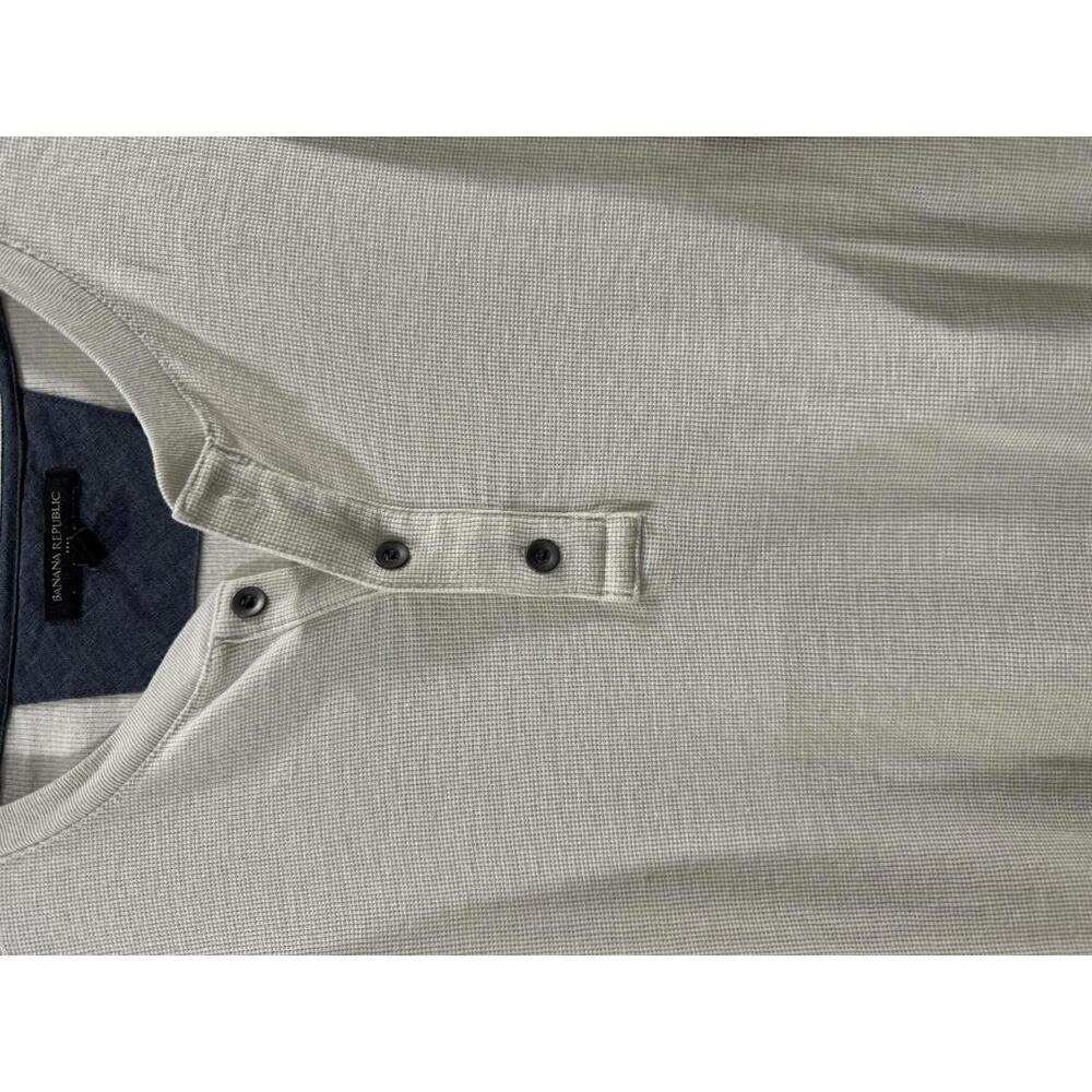 Banana Republic Beige Henley Waffle Knit Long Sleeve Sweater Men's Size Large - Picture 4 of 8